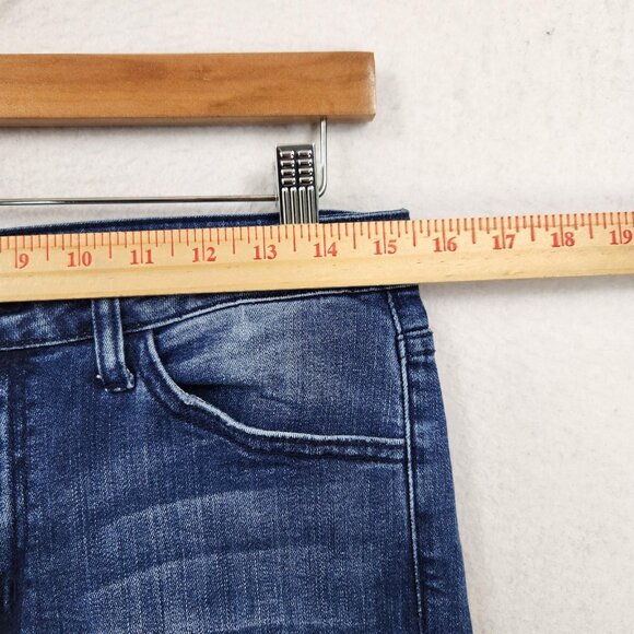 KanCan Jeans Womens 11 29 Blue Embroidered Bird Floral Raw Hem Stretch Denim - Picture 3 of 11